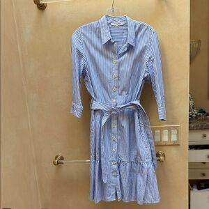 Blue Striped Shirt Dress